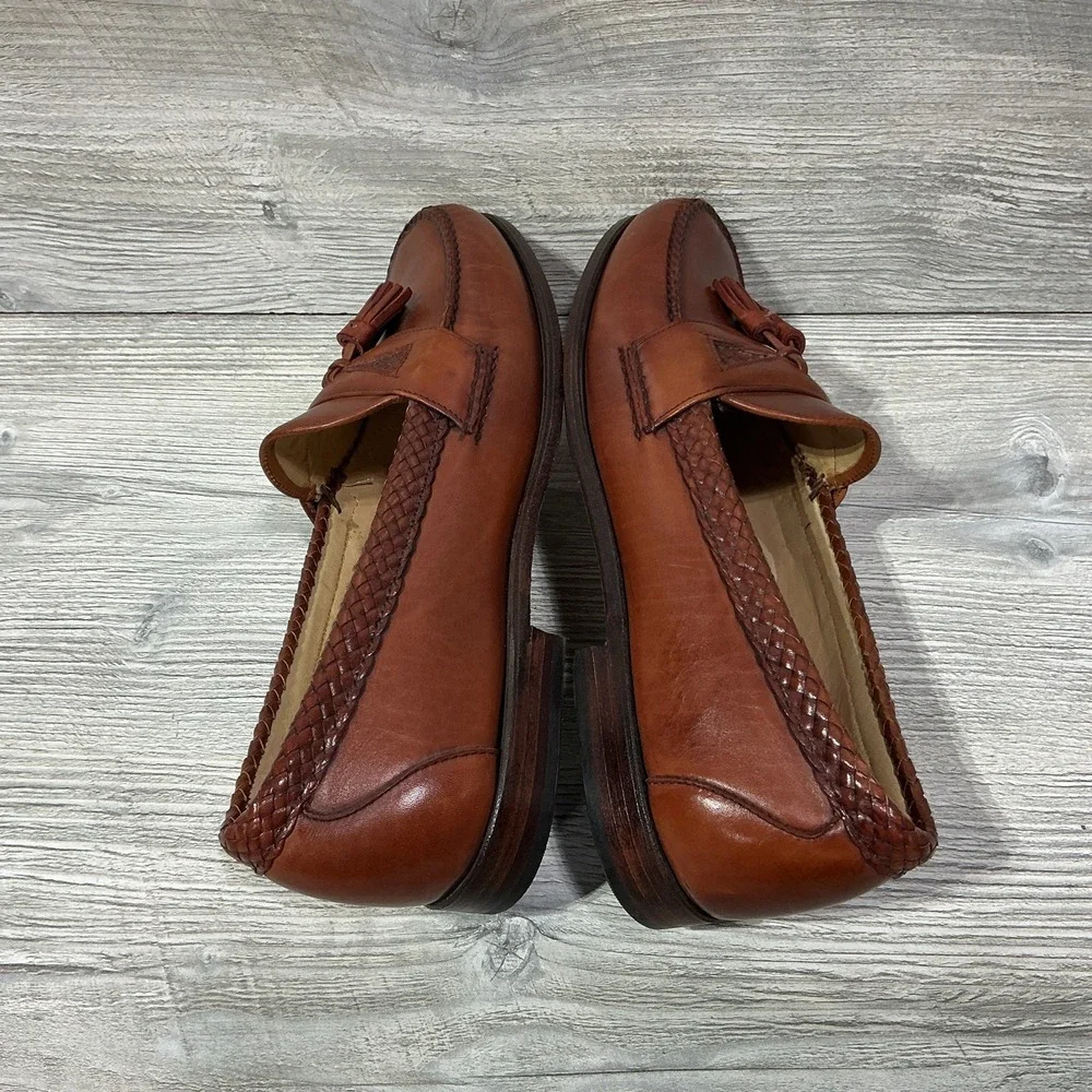 Allen Edmonds Maxfield Shoes Mens Size 11.5D Brown Leather Tassel Loafer Slip On